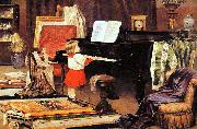 Aurelio de Figueiredo Girl at the piano France oil painting artist